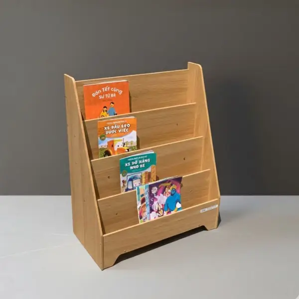 Kệ sách Montessori 4 tầng cho bé bày sách mặt bìa